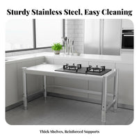 Stainless Steel Kitchen Shelf Rustproof Countertop Storage Rack Heavy Duty Single Tier Utility Shelf for Homeowners, Renters, Pantry, Washroom, Office