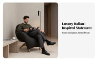Italian design CrescentShaped Armchair Designer Piece Deep Seat Armchair distinctive Shape Accent Chair Artistic for Interior Designers, Apartment Dwellers, Hotel Lobby, Living Room, Reception Area, Bedroom