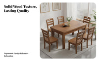 Solid Wood Dining Table Set Space-Saving Design Rectangular Kitchen Table and Chairs Sturdy Construction Simple Design Dining Set for Families