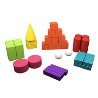 32 Pieces Shape Recognition 3D Solid Geometry Blocks Polished Edges Wooden Geometric Shapes Set Wear-Resistant Child-Centered Geometry Solids for Children, Preschoolers, Toddlers, Classroom, Homeschooling