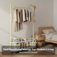 Rolling Clothes Rack Space-Saving Design Rolling Clothes Rack with Shelves Large Capacity Freestanding Coat Stand with Basket for Dorm Room, Entryway