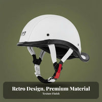 Retro Ducktail Helmet Fast-Release Buckle Retro Leather Half Helmet Removable and Washable Liner for Women Riders, Cruising, Summer Riding