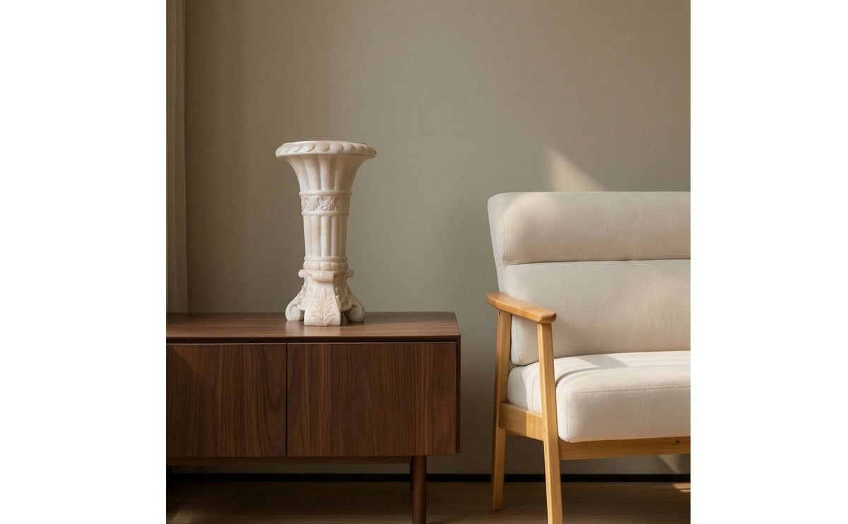 Column Vase Classical Pedestal Vase Carved Vases for Decorators, Florists, Entryway, Mantel, Living Room