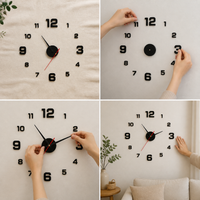 DIY Luminous Wall Clock Modern Self-Adhesive Large 3D Sticker Clock for Living Room Bedroom Decor