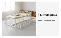 Classroom Desk and Stool Set Rounded Corners Classroom Table and Chair Set Easy to Tidy Children Craft Table for Students, Young Children, Playroom