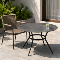 Rattan-style 2-Person Round Dining Table, 0.8m, Modern Cafe Style Dining Table