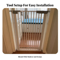 No Drilling Required Tall Anti-Jump Cat Gate Simple Installation Extra Tall Cat Gate Double-Locking Design Indoor Dog Fence Narrow Spacing for Renters, Parents, Indoors, Doorways, Hallways, Stairways