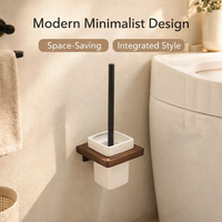 Towel Rack Wall Mounted Walnut Wood, Space Saving Bath Holder for Washroom & Powder Room, Punch Vintage Style, Elegant Light Design for Homeowners