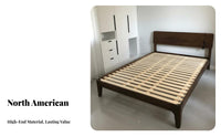 Nordic Design Wooden Bed No Box Spring Needed Solid Wood Foundation Bed Sturdy Bedroom Furniture for Rental Hosts, Couples, Apartment, Hotel