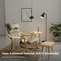 all-season Use Nordic Rocking Chair Thickly paddinged Upholstered Armchair High rearrest Lounge Seat Removable padding for Seniors, Parents, Readers, Living Room, Balcony, Bedroom, perusing nook-style space