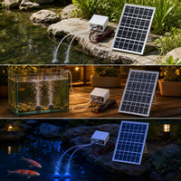 Solar Oxygen Air Pump for Outdoor Fish Ponds, Rechargeable Aerator for Garden Fish Tanks and Aquaculture