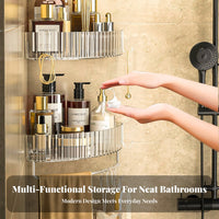 No-Drill Installation Triangular Corner Organizer Space Saving Shower Organizer Large Capacity Bathroom Accessory With Hooks for Homeowners, Families, Students, Washroom, Bathtub, Kitchen
