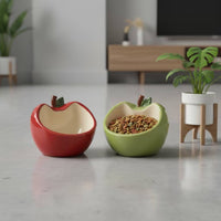 2 Pieces Cat Food Bowl Cute Ceramic Bowl with Cat Ears Glazed for Feeding Mat