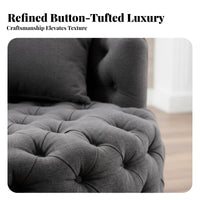 Tufted Rotating Armchair Round Barrel Shape Upholstered Rotating Chair Minimalist Aesthetic Plush Pad for Bedroom