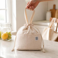 Japanese Style Large Capacity Insulated Lunch Bag with Drawstring Closure