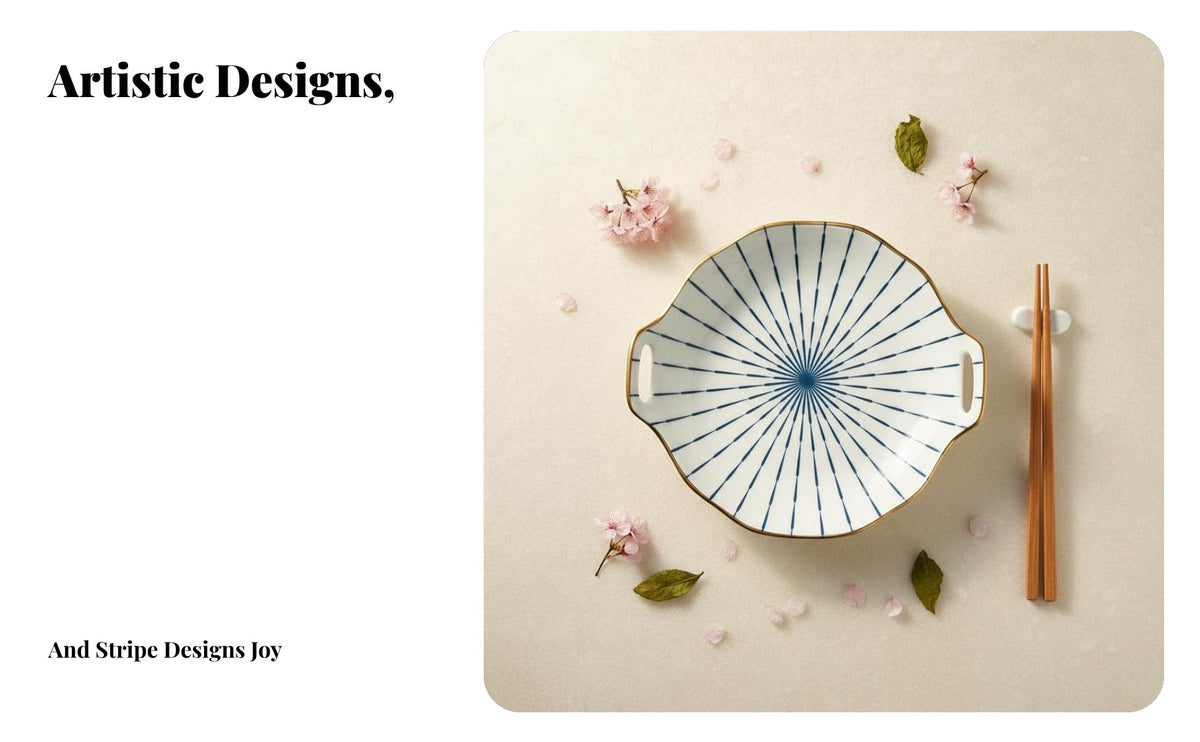 Japanese Ceramic Dinnerware Set, Striped Pattern, Creative Tableware for Home