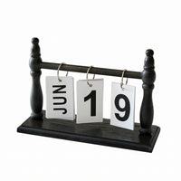 Freestanding Tabletop Date Card Calendar Smooth Finish Wooden Flip Calendar Decorative