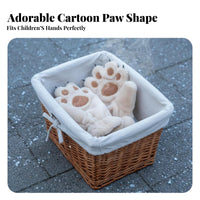 Hanging Neck Strap Cat Paw Gloves Soft and Soft Fuzzy Bear Claw Mittens Fleece Lined for Women, Children, Cycling, Outdoor, Costume Parties