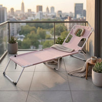 Folding Sunbed Foldable Reclining Chair with Face Hole Heavy Duty Reclining Lounger for Poolside, Garden