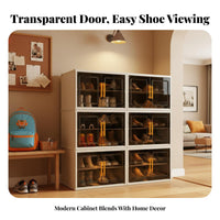 Dustproof Plastic Shoe Storage Box Large Capacity Plastic Shoe Rack Easy to Assemble Modular Cube Organizer Tool-Effortless Assembly for Sneaker Collectors, Apartment Dwellers, Entryway, Hallway, Bedroom, Living Room