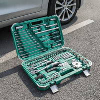 121 Pieces Automotive Repair Tool Collection Organized Mechanics Tool Set Portable Socket Set with Case for Vehicle Owners, Home Mechanics