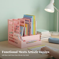 Foldable Design 4-Section foldable Document Sorter Thickened Build upright document Sorter Space-Saving Desk Organizer Multifunctional for Students, educators, Study Room, Classroom, shelf, Reception Area