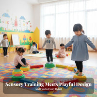 Sensory Integration Training Kids Balance Stepping Stones Indoor and Outdoor Use Stackable Stepping Stones Long-Lasting Stackable Balance Pods Lightweight for Preschoolers, Toddlers, Children 3+, Kindergarten, Daycare, Playroom, Backyard