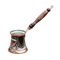 Handmade Turkish Coffee Pot Floral Pattern Copper Cezve