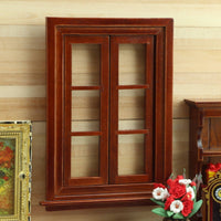 Wooden Dollhouse Window Rectangular Miniature Decor Realistic Detail