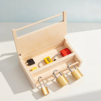 Lock and Key Set with Wooden Box Hands-on Child-Centered Lock Box Wooden Educational Toy Preschool Interactive for Toddlers