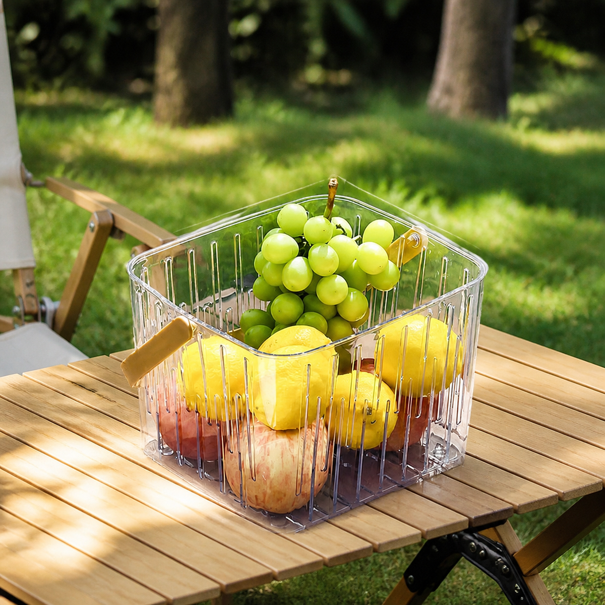 Transparent Drawer Organiser, Pantry Organiser Storage Basket with Handles, 23.5x20.5x16.8cm Multi-Purpose for Snacks, Office