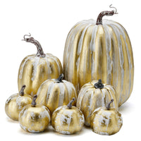 8 Pieces Assorted Artificial Pumpkins Decorative Artificial Pumpkins with Molded Decorations for Crafters