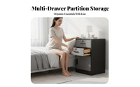 Modern Design 3-Tier Bedside Cabinet Space-Saving Multi-Tier Side Table Rounded Corners Nightstand long-lasting Construction for Apartment Dwellers, Students, Homeowners, Bedroom, Small Spaces, Dorm Room, Office