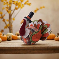 Harvest Thanksgiving Fabric Turkey Decoration with Hat
