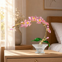 Crystal Flower Ornament Gold-Toned Crystal Flower Faceted Floral Ornament for Living Room