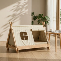 Pet Tent with Wooden Base Snug Pet Teepee with Window Comfortable Cat Teepee for Cats, Bedroom, Living Room
