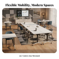Foldable stacking Table with casters Multi-Functional Mobile folding top Table collaborativenfigurable and collaborativennectable Training Desk for educators, collaborativenference Room, Library