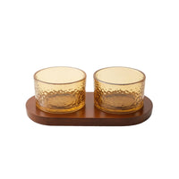 Serving Tray with Glass Containers Wooden Snack Tray with Lids Container with Lid Hammered Platter Double-Compartment for Hosts