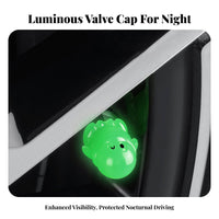 Glow in the Dark Tire Valve Cap Increases Night Visibility Glow in the Dark Tire Cap Easy to Install Luminous Valve Stem Cover for Roads, Parking Lots