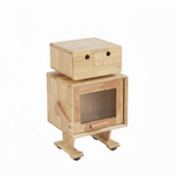 Rotatable Joints Robot-Shaped Cabinet Creative Design Side Table with Hidden Storage Cute Appearance Nightstand Fun Character for Parents, householders, Apartment Dwellers, Bedroom, Living Room, Playroom, Office