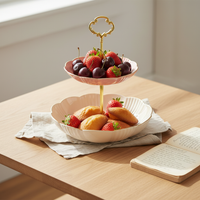 Multi-tier Dessert Stand with Plates for Fruits, Candies, Cakes, and Snacks