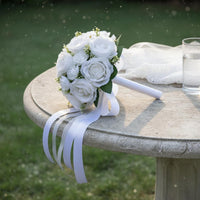 Bridal Blossom Flower Arrangement with Baby's Breath Romantic Ivory Blossom Flower Arrangement Decorative Flowers Long Lasting