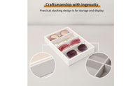 2 Pieces Stackable Eyeglasses Storage Box 4-Compartment Glasses Organizer Tray Divided Eyewear Tray Tidy for Dresser