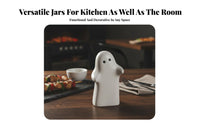 2 Pieces Black and Pale Ceramic Shakers Food Novelty Figure Shakers Creative Gift Ceramic Specter Spice Jars for Restaurant, Dining Table, Kitchen
