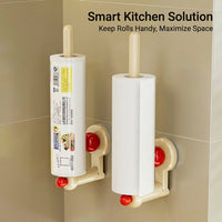 Metal Paper Dispenser and Wall Mounted Holder for Kitchen Organization, Suction Cup for Under Cabinet or Countertop Use