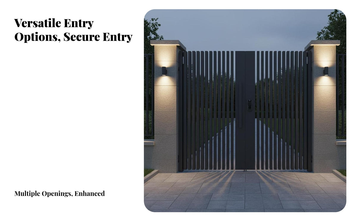Aluminum Villa Gate Minimalist Design Hinged Double Door Gate Weather Resistant for Property Owners, Contractors, Courtyard, Residential Community