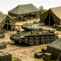 T-34/85 Tank Model Unpainted 1/72 Scale Tank Model Includes Decals for Display Shelf
