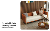 Light Luxury Design Straight-Line 3-Person Settee Pet-Friendly Couch Scratch-Resistant Lounge Seating Minimalist Design for Apartment Dwellers, Families, Young Adults, Living Room, Reception Area, Shop, Office