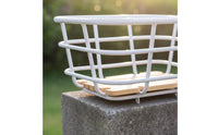 Front Bike Basket with Wooden Base White Wire Bike Basket with Wood Bottom Rectangular for Commuters, City Riding