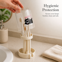 Toothbrush Holder with Dust Cover and Drainage, Portable Multifunctional Toothbrush Cup Holder for Home